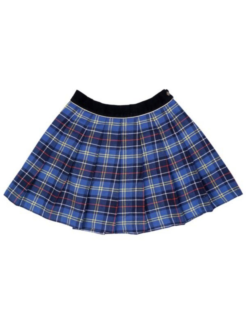 Falda Plisada de Invierno para Niña | Cuadros Tartan Azul Real | LONDON Azul Amarillo Gris - Kiabi