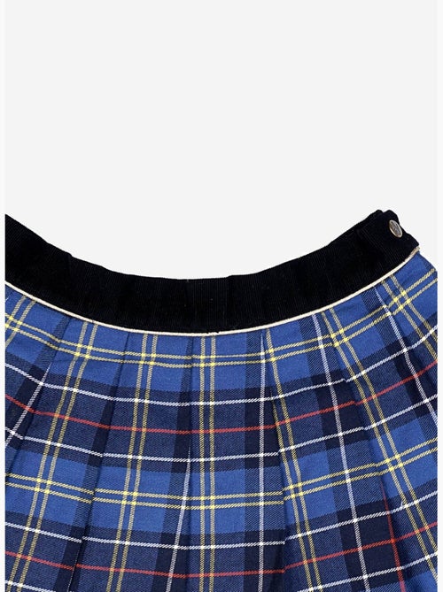 Falda Plisada de Invierno para Niña | Cuadros Tartan Azul Real | LONDON - Kiabi