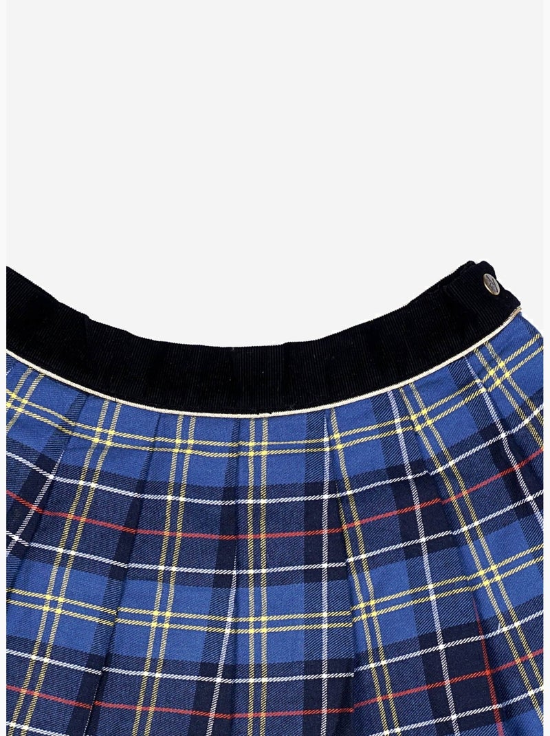 Falda Plisada de Invierno para Niña | Cuadros Tartan Azul Real | LONDON Azul Amarillo Gris - Kiabi