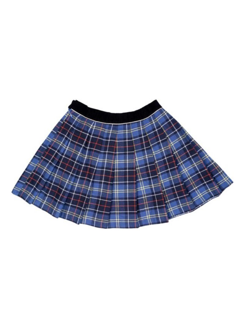 Falda Plisada de Invierno para Niña | Cuadros Tartan Azul Real | LONDON Azul Amarillo Gris - Kiabi