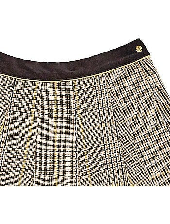 Falda Plisada de Invierno para Niña | Cuadros Tartan Marrón | LONDON