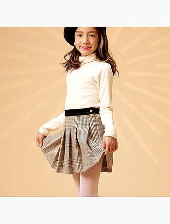 Falda Plisada de Invierno para Niña | Cuadros Tartan Marrón | LONDON