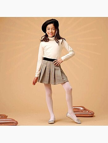 Falda Plisada de Invierno para Niña | Cuadros Tartan Marrón | LONDON