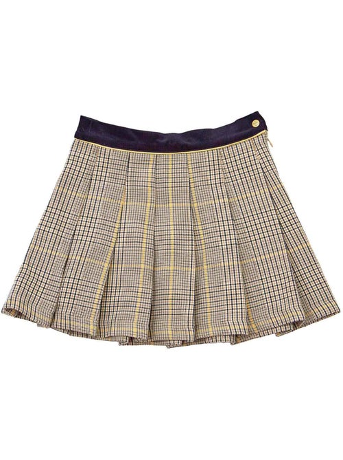 Falda Plisada de Invierno para Niña | Cuadros Tartan Marrón | LONDON - Kiabi