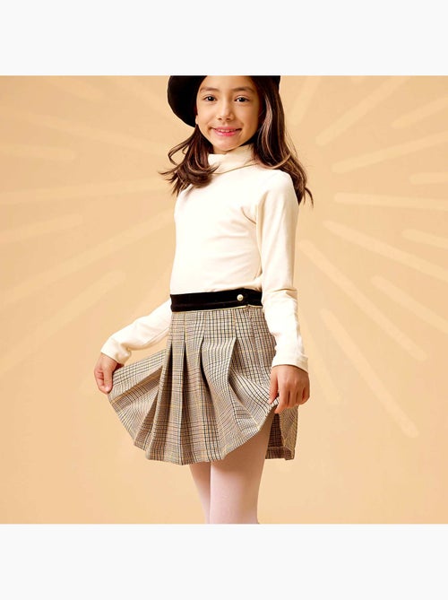 Falda Plisada de Invierno para Niña | Cuadros Tartan Marrón | LONDON - Kiabi