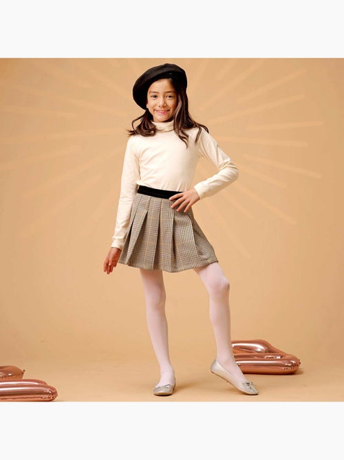 Falda Plisada de Invierno para Niña | Cuadros Tartan Marrón | LONDON - Kiabi