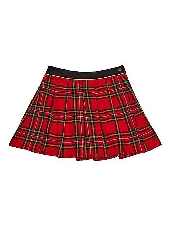 Falda Plisada de Invierno para Niña | Cuadros Tartan Rojo | LONDON