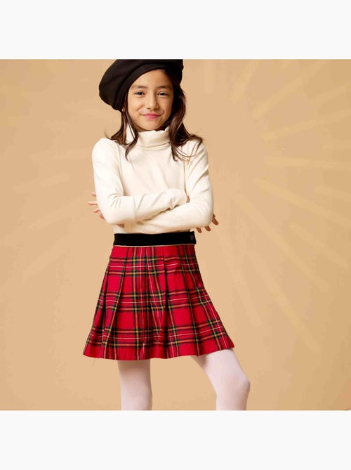 Falda Plisada de Invierno para Niña | Cuadros Tartan Rojo | LONDON - Kiabi