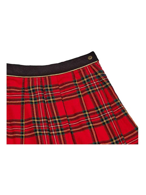 Falda Plisada de Invierno para Niña | Cuadros Tartan Rojo | LONDON - Kiabi