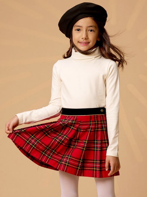 Falda Plisada de Invierno para Niña | Cuadros Tartan Rojo | LONDON - Kiabi