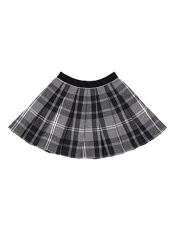 Falda Plisada de Invierno para Niña | Lana con Cuadros Tartan Gris | LONDON