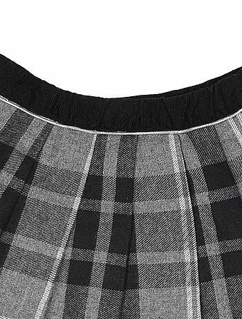 Falda Plisada de Invierno para Niña | Lana con Cuadros Tartan Gris | LONDON