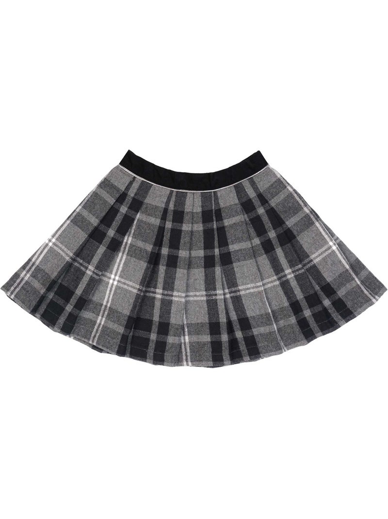 Falda Plisada de Invierno para Niña | Lana con Cuadros Tartan Gris | LONDON Gris - Kiabi
