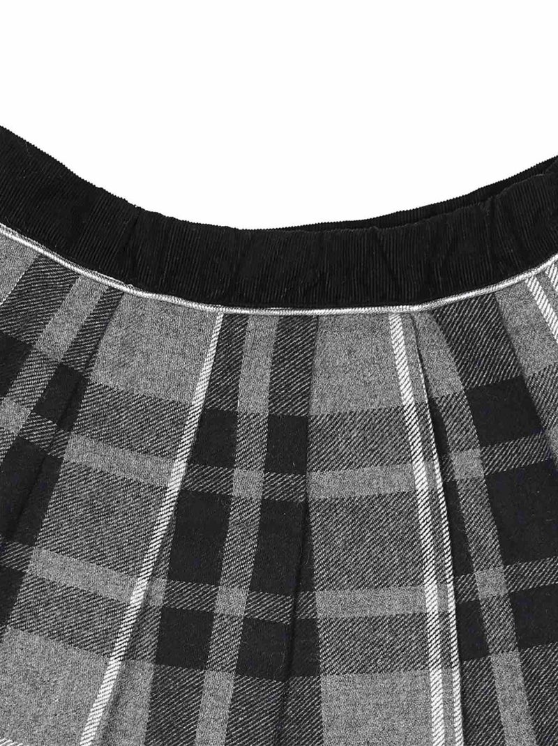 Falda Plisada de Invierno para Niña | Lana con Cuadros Tartan Gris | LONDON Gris - Kiabi