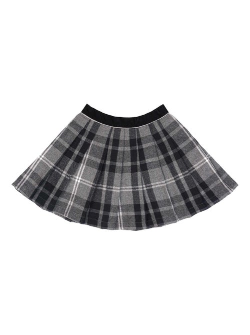 Falda Plisada de Invierno para Niña | Lana con Cuadros Tartan Gris | LONDON - Kiabi