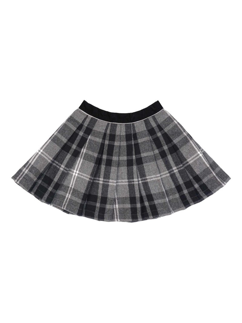 Falda Plisada de Invierno para Niña | Lana con Cuadros Tartan Gris | LONDON Gris - Kiabi
