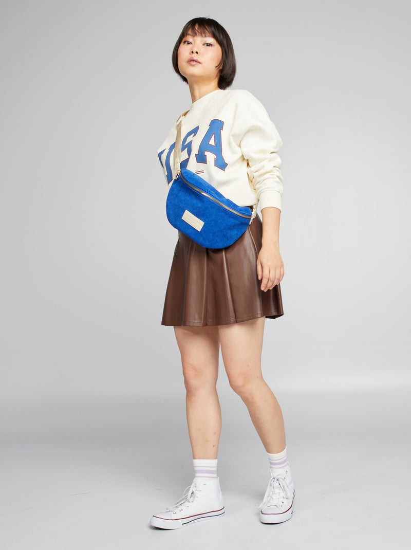 Falda plisada de material sintético MARRON - Kiabi