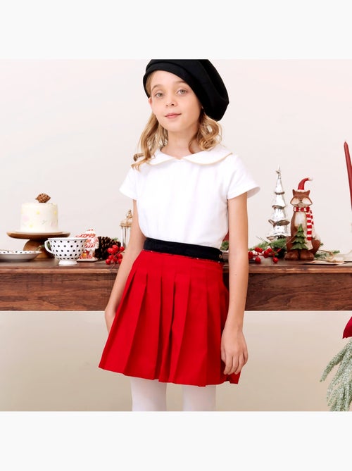 Falda Plisada de Navidad para Niña | Terciopelo Rojo | LONDON - Kiabi