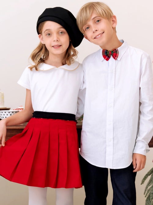 Falda Plisada de Navidad para Niña | Terciopelo Rojo | LONDON - Kiabi