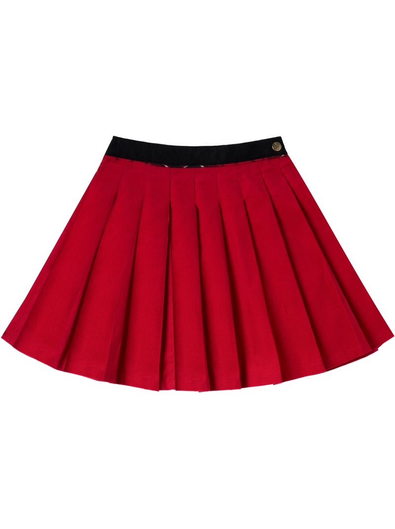 Falda Plisada de Navidad para Niña | Terciopelo Rojo | LONDON Rojo - Kiabi