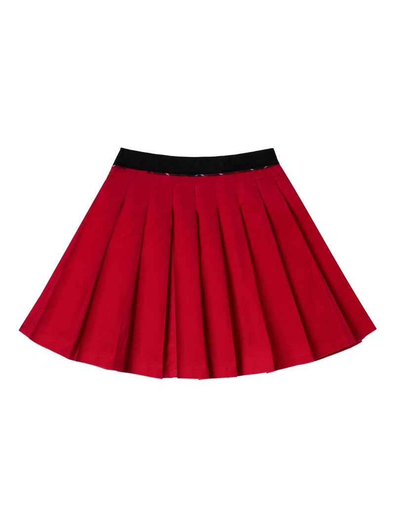 Falda Plisada de Navidad para Niña | Terciopelo Rojo | LONDON Rojo - Kiabi