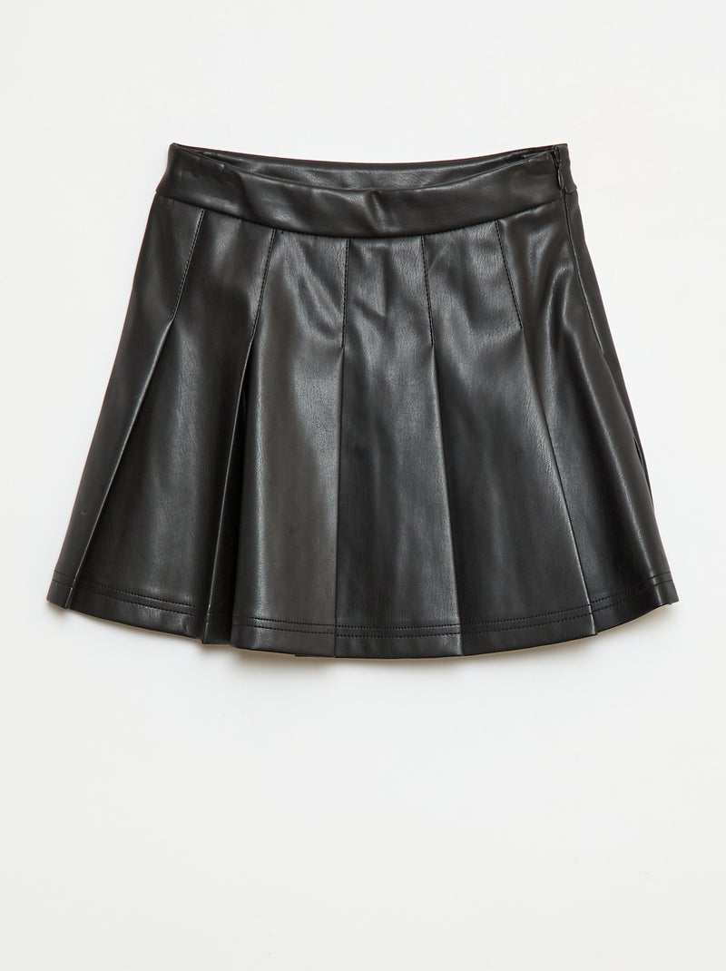 Falda plisada efecto piel Negro - Kiabi