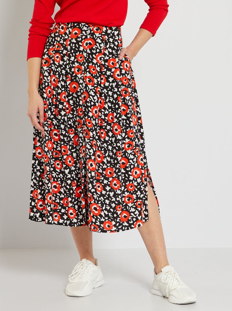 Falda plisada estampada NEGRO - Kiabi