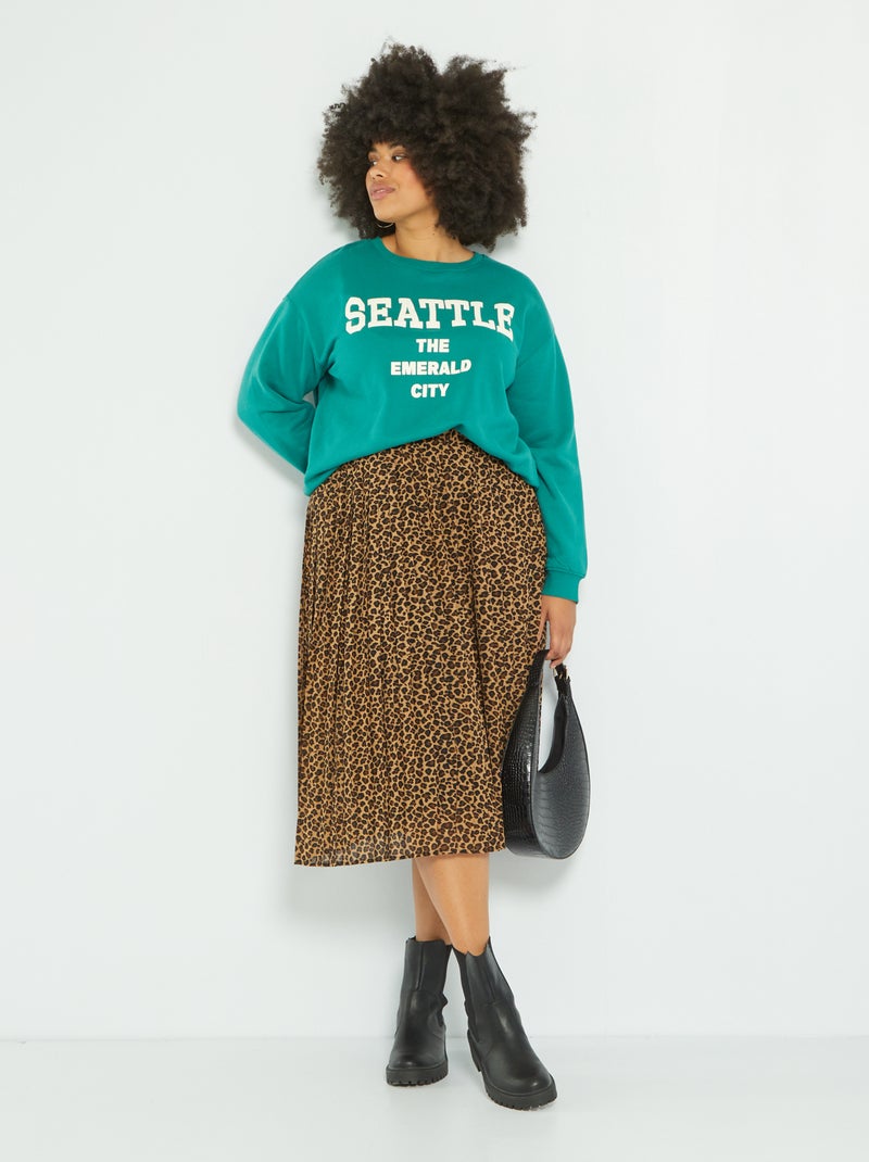 Falda plisada midi MARRON - Kiabi