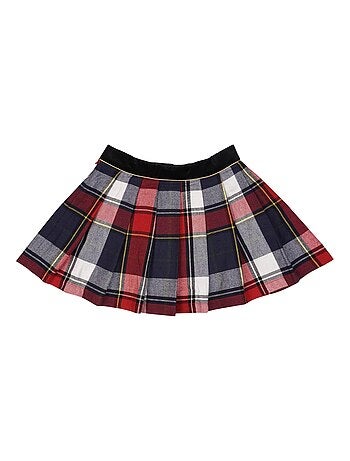 Falda Plisada para Niña | Cuadros Tartan Rojo y Azul Marino | LONDON