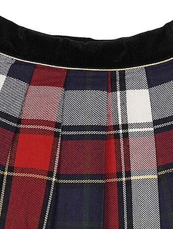 Falda Plisada para Niña | Cuadros Tartan Rojo y Azul Marino | LONDON