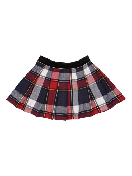 Falda Plisada para Niña | Cuadros Tartan Rojo y Azul Marino | LONDON - Kiabi