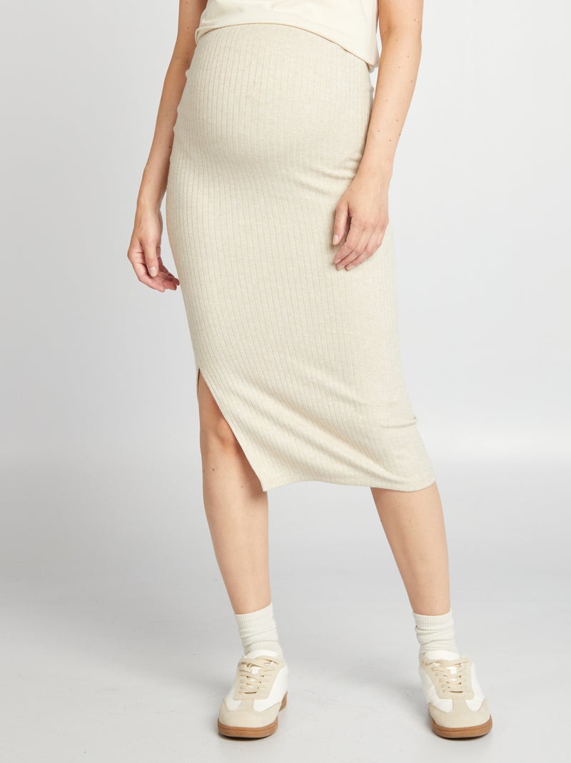 Falda premamá de canalé BEIGE - Kiabi