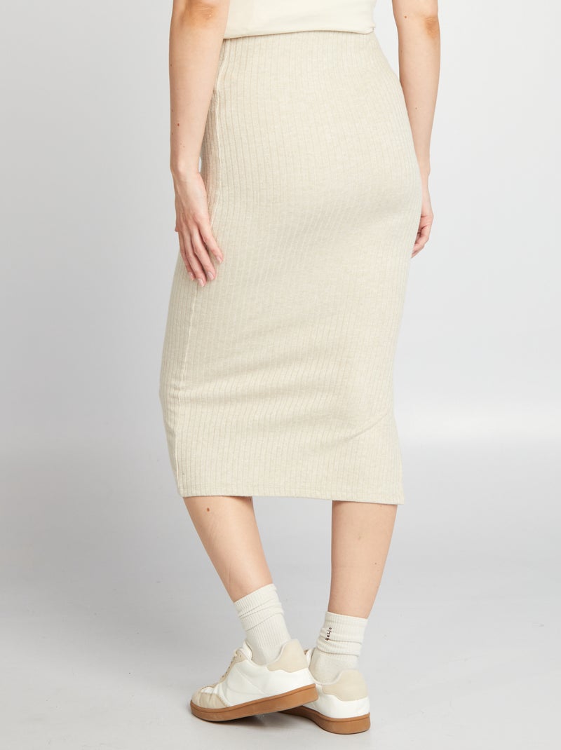 Falda premamá de canalé BEIGE - Kiabi