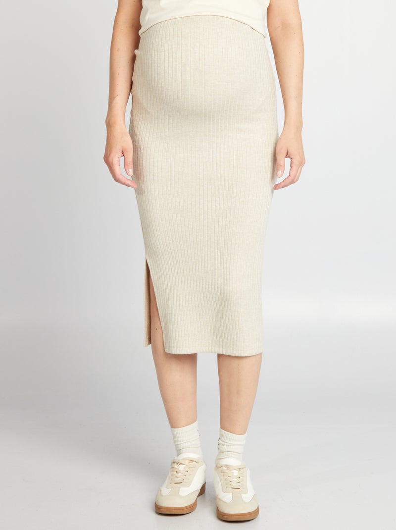 Falda premamá de canalé BEIGE - Kiabi