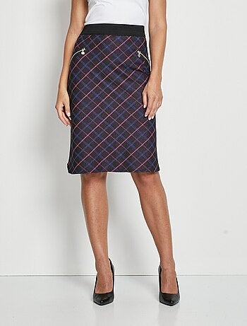 Falda recta de punto liso o jacquard