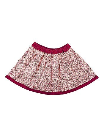 Falda roja oscura de invierno para niña | Terciopelo burdeos | LILOU