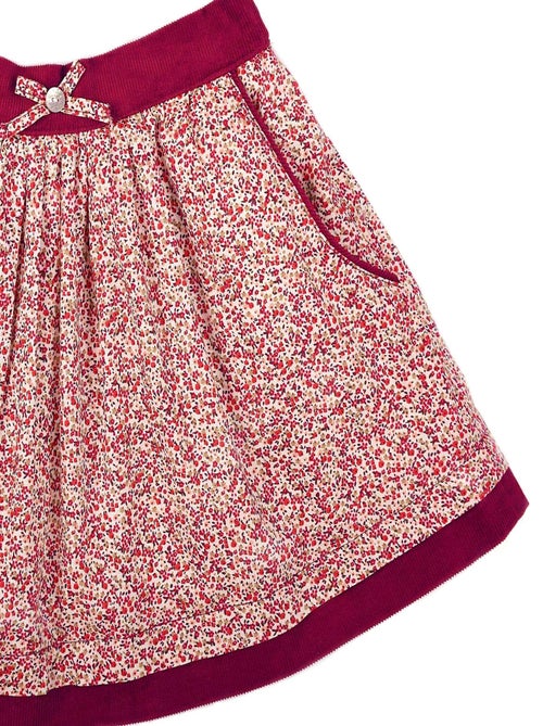 Falda roja oscura de invierno para niña | Terciopelo burdeos | LILOU - Kiabi