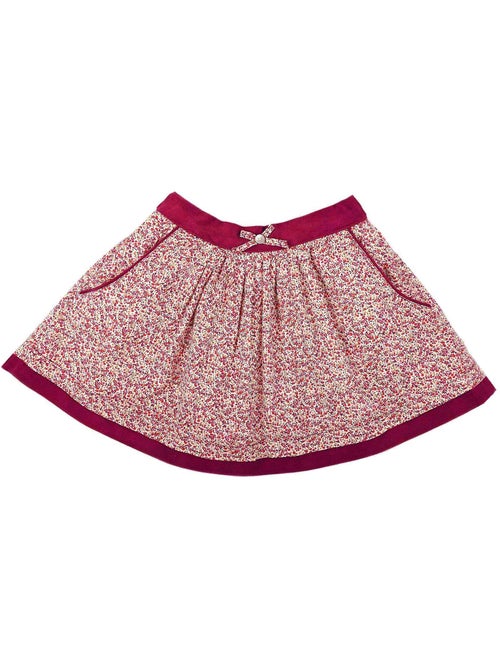 Falda roja oscura de invierno para niña | Terciopelo burdeos | LILOU - Kiabi