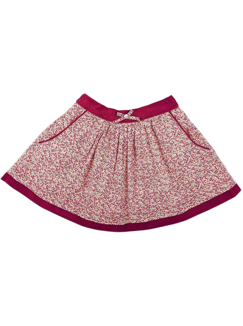 Falda roja oscura de invierno para niña | Terciopelo burdeos | LILOU Rojo burdeos - Kiabi