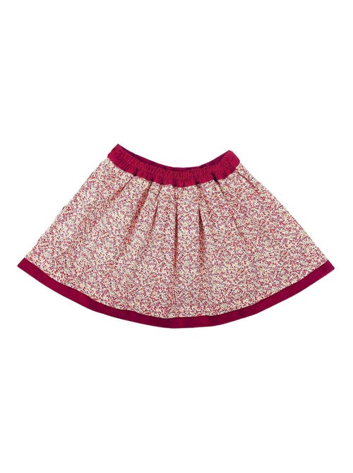 Falda roja oscura de invierno para niña | Terciopelo burdeos | LILOU - Kiabi