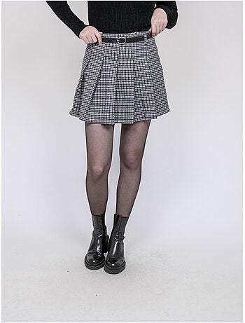 Falda-short plisada de cuadros XOMELLE