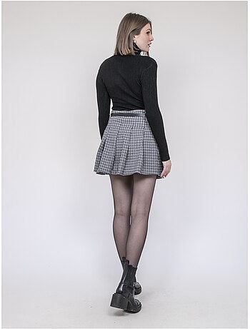 Falda-short plisada de cuadros XOMELLE