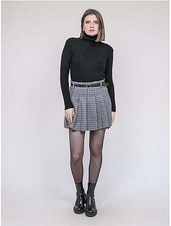 Falda-short plisada de cuadros XOMELLE