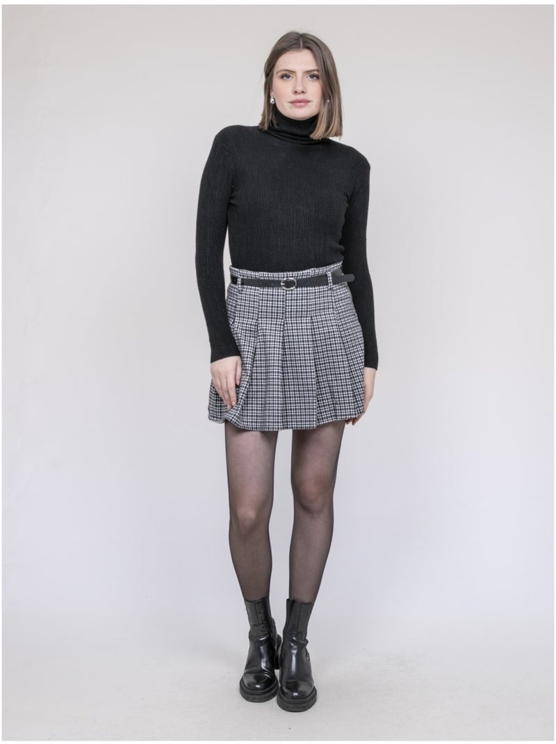 Falda-short plisada de cuadros XOMELLE Gris - Kiabi