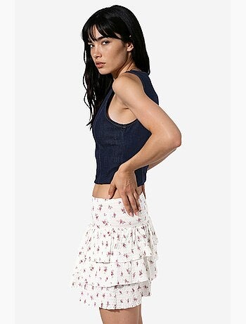 Falda skater mini de talle alto floral busem