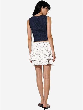 Falda skater mini de talle alto floral busem