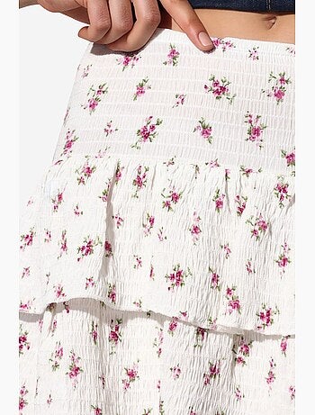 Falda skater mini de talle alto floral busem
