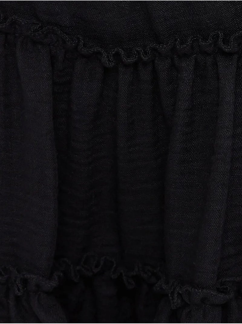 Falda tejida escalonada con volantes y cintura elástica Negro - Kiabi