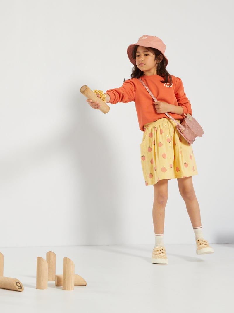 Falda trapecio de gasa de algodón AMARILLO - Kiabi