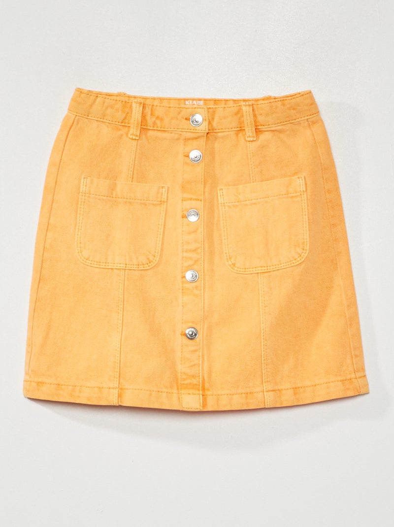 Falda trapecio vaquera naranja albaricoque - Kiabi